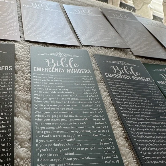 Bible Emergency Numbers Bookmarks Set of 20 6” x 2.5” Invitation to Christ NWT - Picture 12 of 12